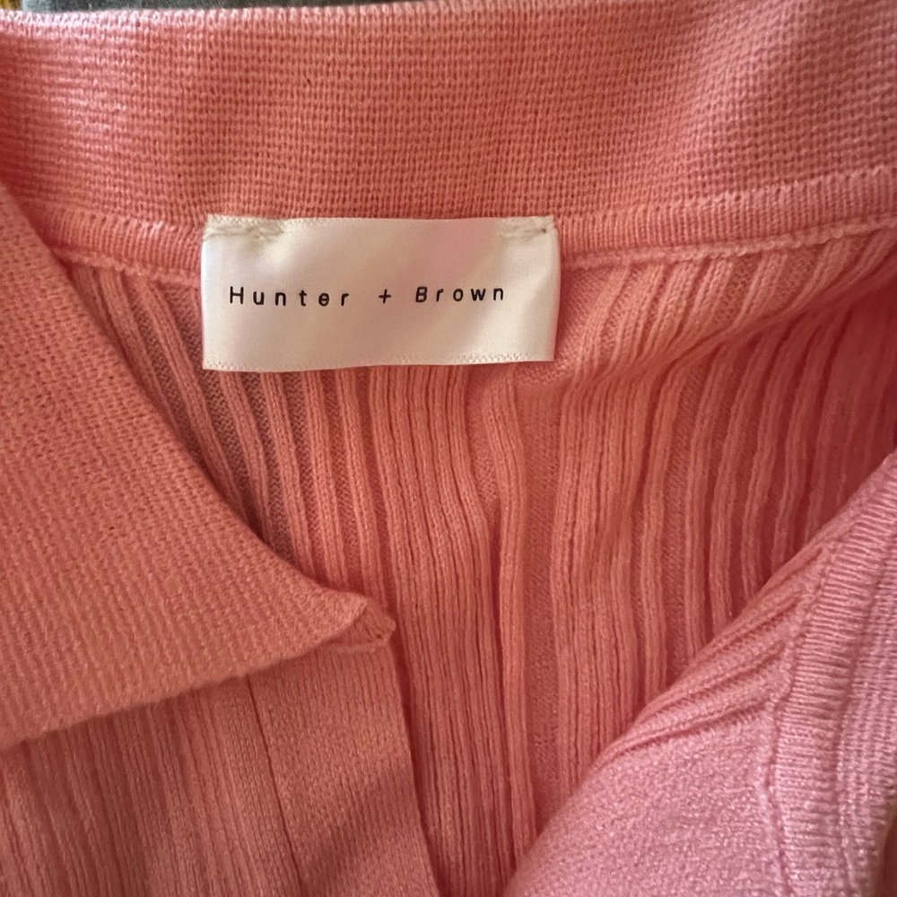 Blush Button-Up Ribbed Crop Top NWOT - Picture 3 of 5